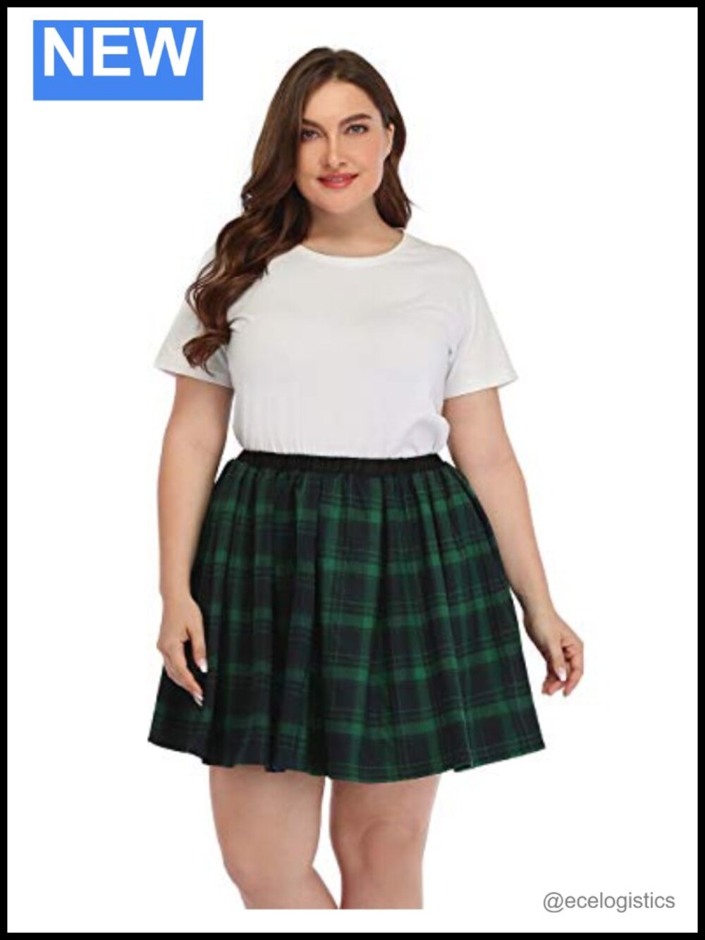 Plus Size Plaid Mini Skirt Pleated School Girl Skater Skirt